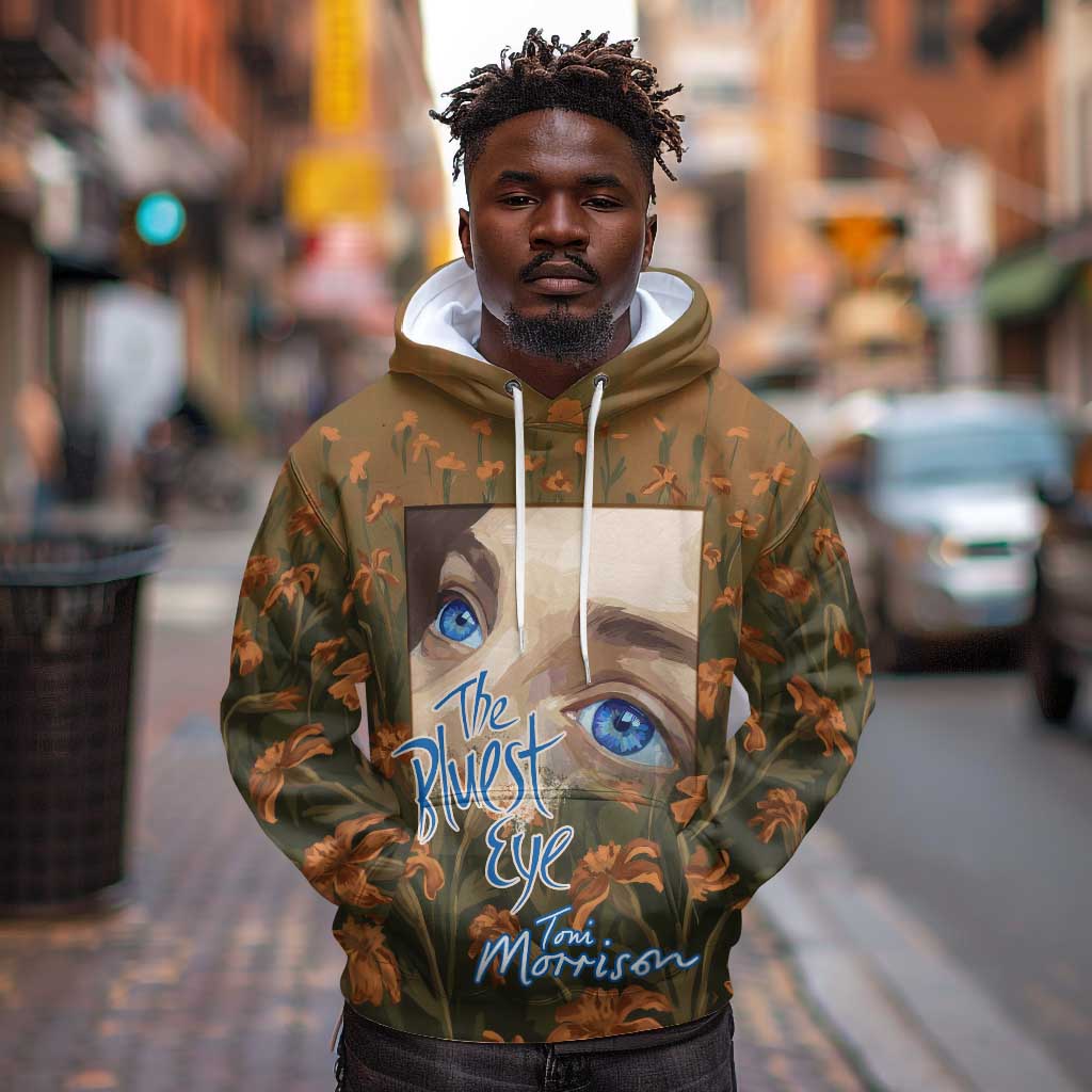 Toni Morrison Hoodie Floral Themed Design Featuring The Bluest Eye Cover Art Thought-Provoking Quote - African Pride