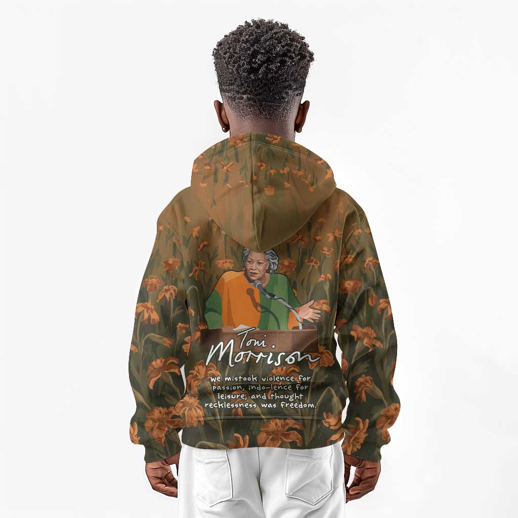 Toni Morrison Kid Hoodie Floral Themed Design Featuring The Bluest Eye Cover Art Thought-Provoking Quote - African Pride