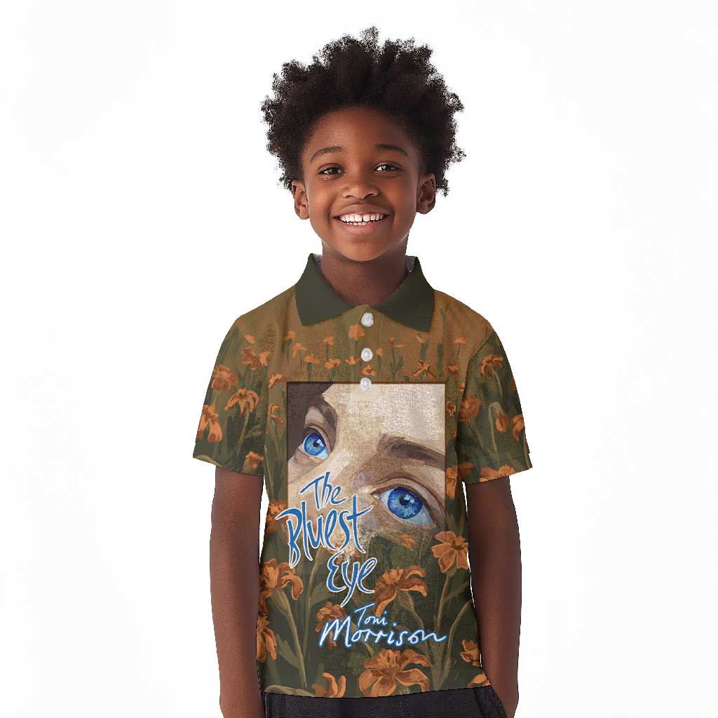 Toni Morrison Kid Polo Shirt Floral Themed Design Featuring The Bluest Eye Cover Art Thought-Provoking Quote - African Pride