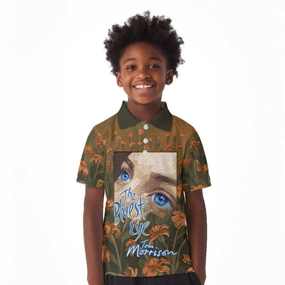 Toni Morrison Kid Polo Shirt Floral Themed Design Featuring The Bluest Eye Cover Art Thought-Provoking Quote - African Pride