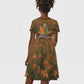 Toni Morrison Kid Short Sleeve Dress Floral Themed Design Featuring The Bluest Eye Cover Art Thought-Provoking Quote - African Pride