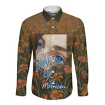 Toni Morrison Long Sleeve Button Shirt Floral Themed Design Featuring The Bluest Eye Cover Art Thought-Provoking Quote - African Pride