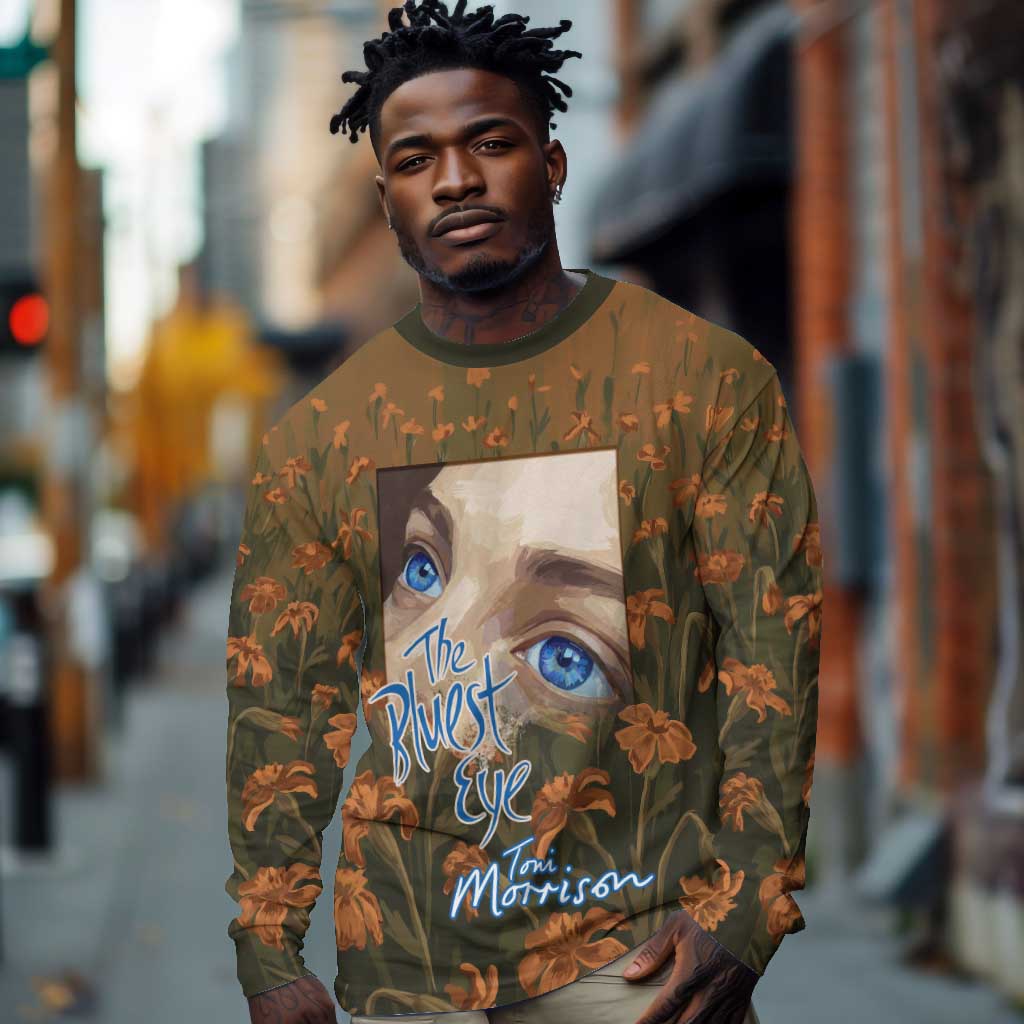 Toni Morrison Long Sleeve Shirt Floral Themed Design Featuring The Bluest Eye Cover Art Thought-Provoking Quote - African Pride
