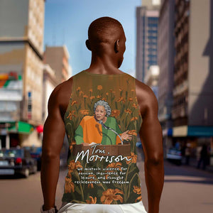 Toni Morrison Men Tank Top Floral Themed Design Featuring The Bluest Eye Cover Art Thought-Provoking Quote - African Pride