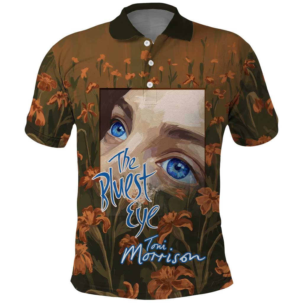 Toni Morrison Polo Shirt Floral Themed Design Featuring The Bluest Eye Cover Art Thought-Provoking Quote - African Pride