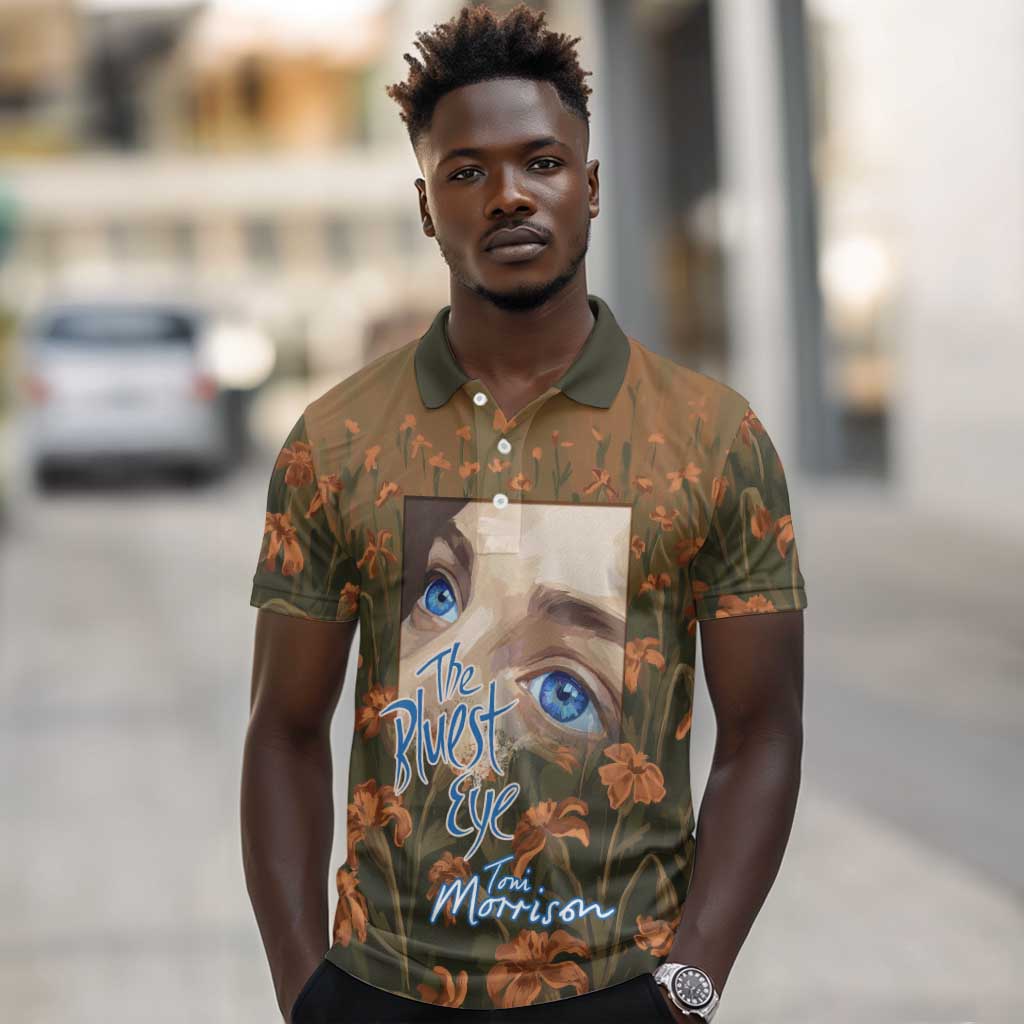 Toni Morrison Polo Shirt Floral Themed Design Featuring The Bluest Eye Cover Art Thought-Provoking Quote - African Pride