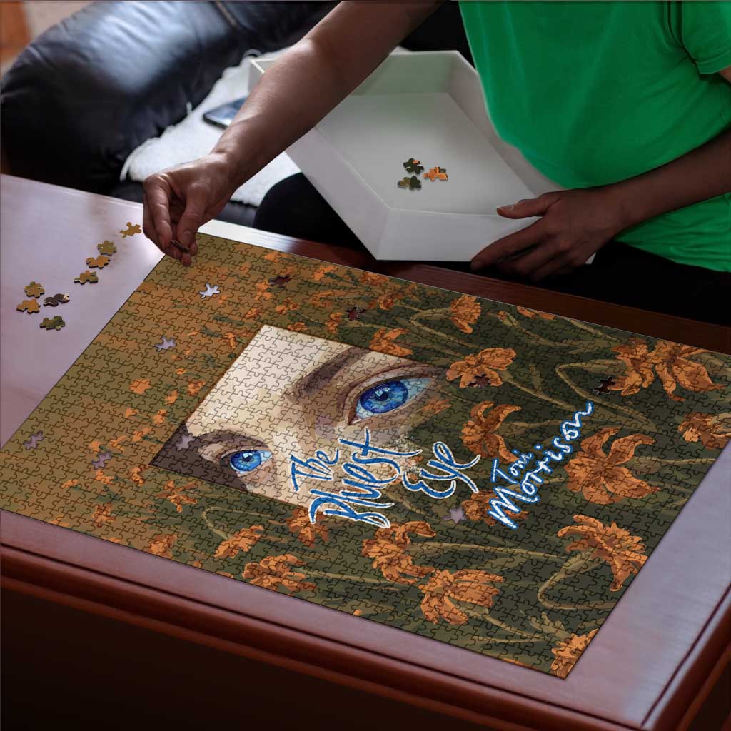 Toni Morrison Puzzle Floral Themed Design Featuring The Bluest Eye Cover Art Thought-Provoking Quote - African Pride