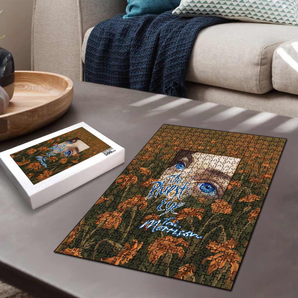 Toni Morrison Puzzle Floral Themed Design Featuring The Bluest Eye Cover Art Thought-Provoking Quote - African Pride