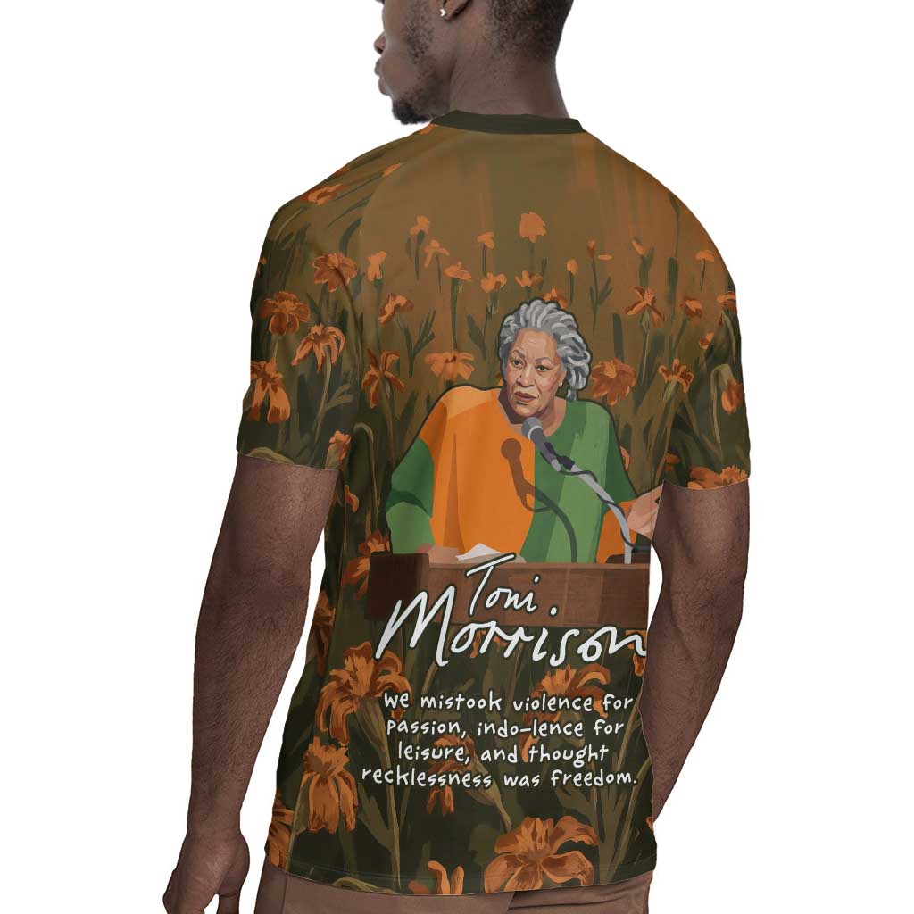 Toni Morrison Rugby Jersey Floral Themed Design Featuring The Bluest Eye Cover Art Thought-Provoking Quote - African Pride