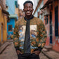 Toni Morrison Sleeve Zip Bomber Jacket Floral Themed Design Featuring The Bluest Eye Cover Art Thought-Provoking Quote - African Pride