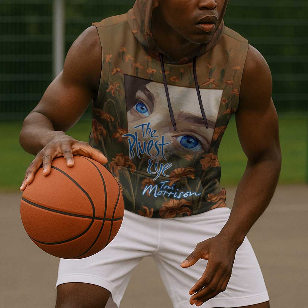 Toni Morrison Sleeveless Hoodie Floral Themed Design Featuring The Bluest Eye Cover Art Thought-Provoking Quote - African Pride