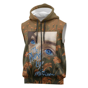 Toni Morrison Sleeveless Zip Hoodie Floral Themed Design Featuring The Bluest Eye Cover Art Thought-Provoking Quote - African Pride
