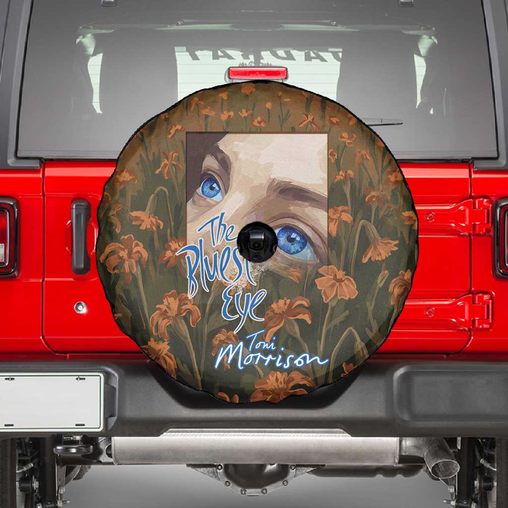 Toni Morrison Spare Tire Cover Floral Themed Design Featuring The Bluest Eye Cover Art Thought-Provoking Quote - African Pride