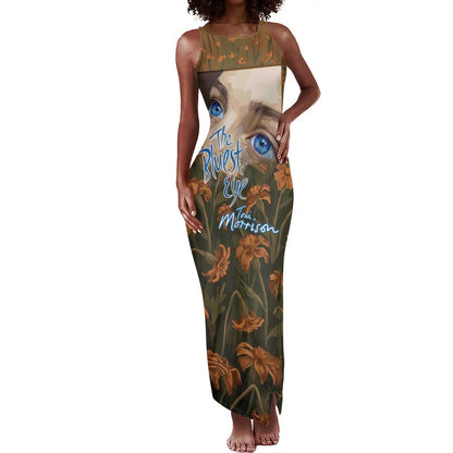 Toni Morrison Tank Maxi Dress Floral Themed Design Featuring The Bluest Eye Cover Art Thought-Provoking Quote - African Pride