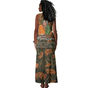 Toni Morrison Tank Maxi Dress Floral Themed Design Featuring The Bluest Eye Cover Art Thought-Provoking Quote - African Pride