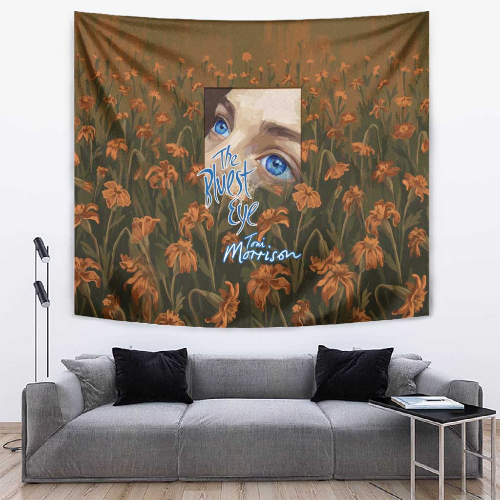 Toni Morrison Tapestry Floral Themed Design Featuring The Bluest Eye Cover Art Thought-Provoking Quote - African Pride