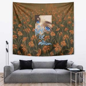 Toni Morrison Tapestry Floral Themed Design Featuring The Bluest Eye Cover Art Thought-Provoking Quote - African Pride
