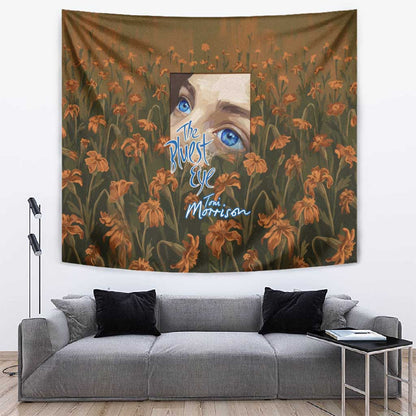 Toni Morrison Tapestry Floral Themed Design Featuring The Bluest Eye Cover Art Thought-Provoking Quote - African Pride