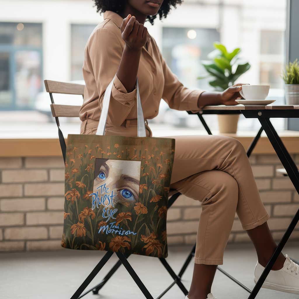 Toni Morrison Tote Bag Floral Themed Design Featuring The Bluest Eye Cover Art Thought-Provoking Quote - African Pride