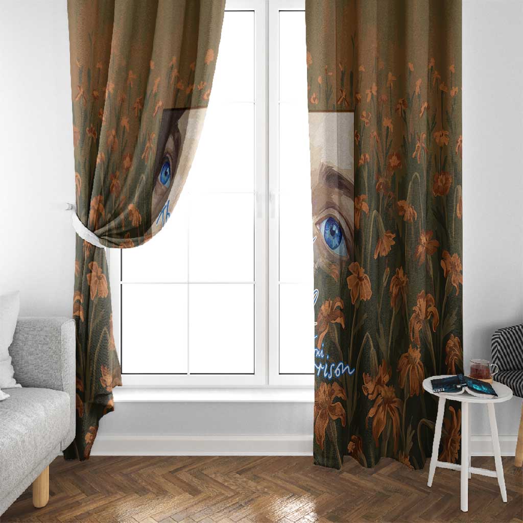 Toni Morrison Window Curtain Floral Themed Design Featuring The Bluest Eye Cover Art Thought-Provoking Quote - African Pride