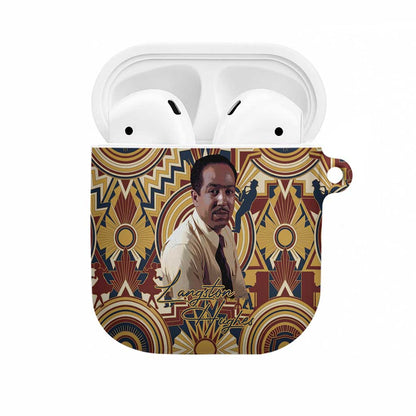 Langston Hughes AirPods Case Vibrant Jazz Age Pattern - Typewriter and Silhouettes Celebration of Harlem Renaissance - African Pride