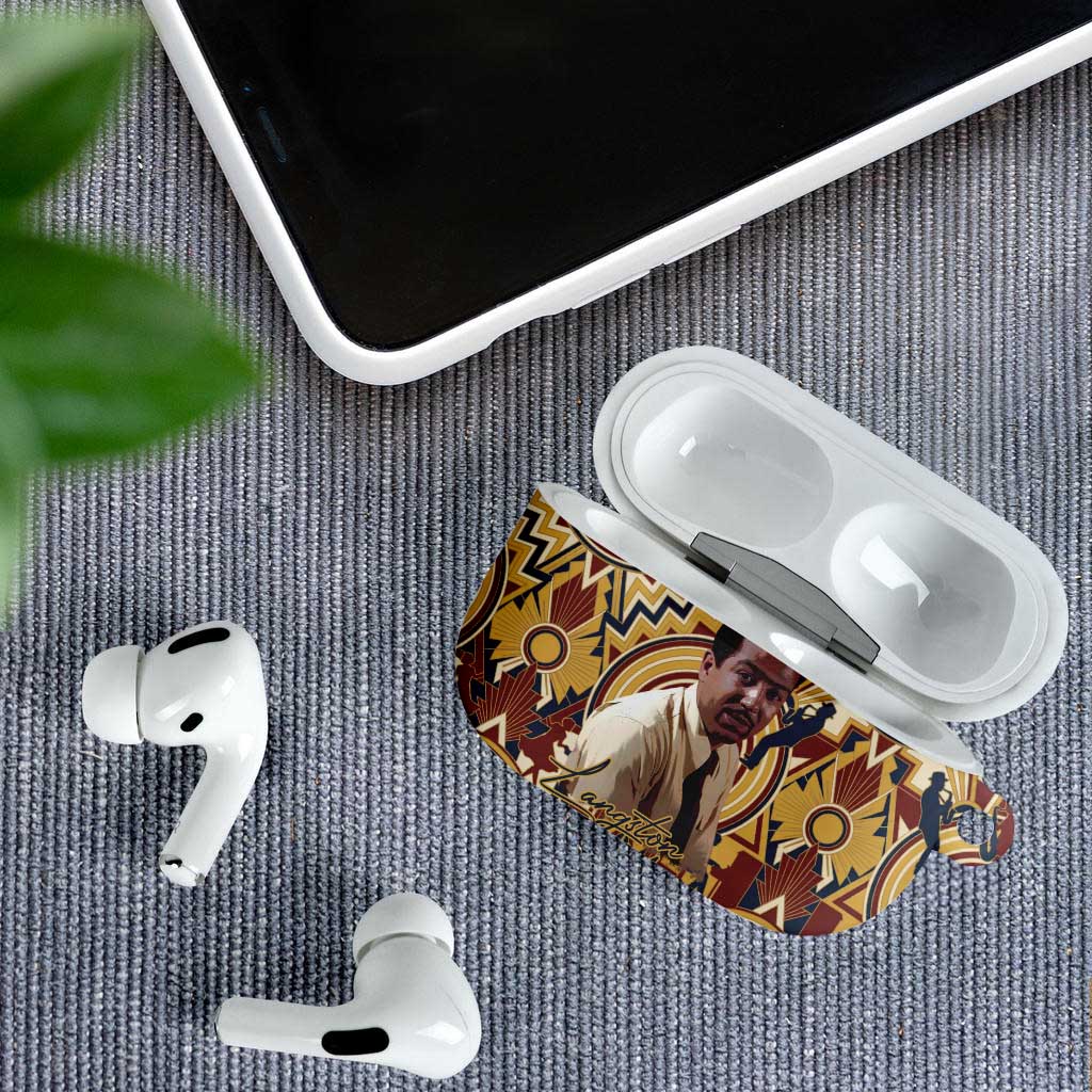 Langston Hughes AirPods Case Vibrant Jazz Age Pattern - Typewriter and Silhouettes Celebration of Harlem Renaissance - African Pride