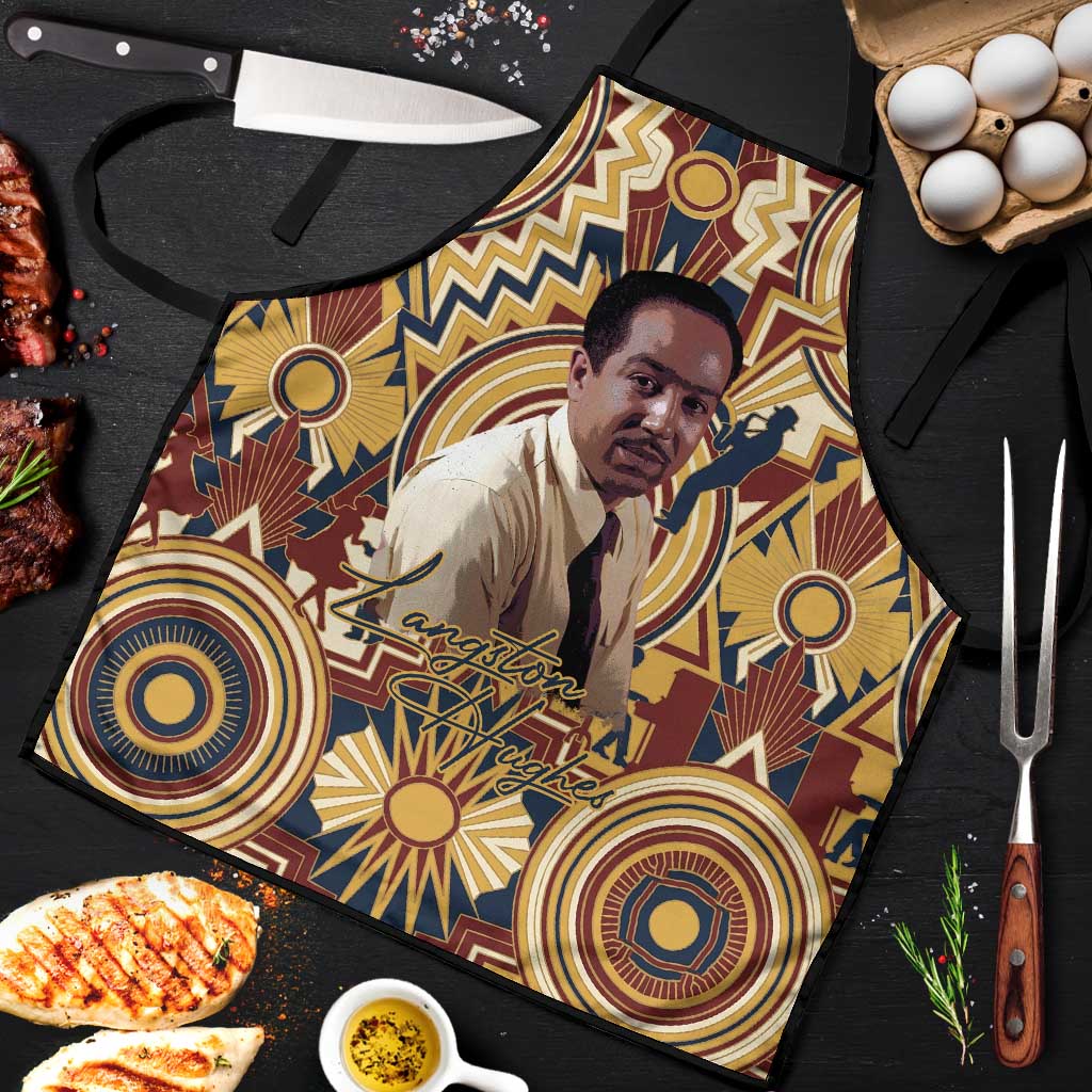 Langston Hughes Apron Vibrant Jazz Age Pattern - Typewriter and Silhouettes Celebration of Harlem Renaissance - African Pride