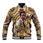 Langston Hughes Baseball Jacket Vibrant Jazz Age Pattern - Typewriter and Silhouettes Celebration of Harlem Renaissance - African Pride