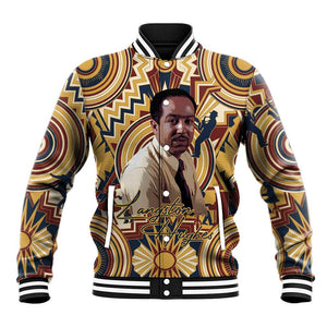 Langston Hughes Baseball Jacket Vibrant Jazz Age Pattern - Typewriter and Silhouettes Celebration of Harlem Renaissance - African Pride