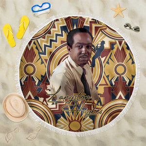 Langston Hughes Beach Blanket Vibrant Jazz Age Pattern - Typewriter and Silhouettes Celebration of Harlem Renaissance - African Pride