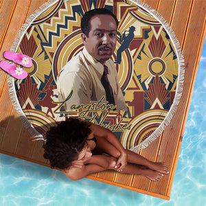 Langston Hughes Beach Blanket Vibrant Jazz Age Pattern - Typewriter and Silhouettes Celebration of Harlem Renaissance - African Pride