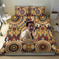 Langston Hughes Bedding Set Vibrant Jazz Age Pattern - Typewriter and Silhouettes Celebration of Harlem Renaissance - African Pride