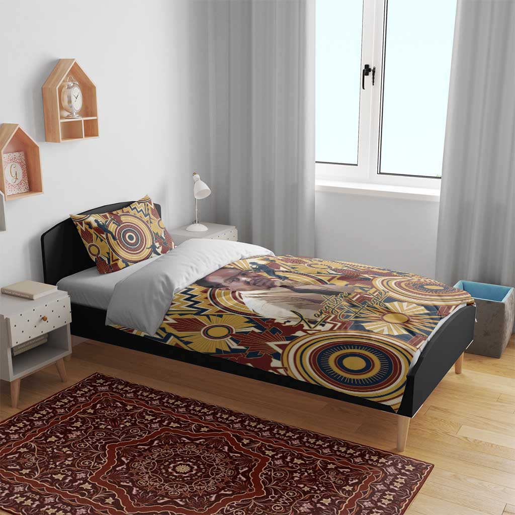 Langston Hughes Bedding Set Vibrant Jazz Age Pattern - Typewriter and Silhouettes Celebration of Harlem Renaissance - African Pride