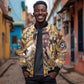 Langston Hughes Bomber Jacket Vibrant Jazz Age Pattern - Typewriter and Silhouettes Celebration of Harlem Renaissance - African Pride