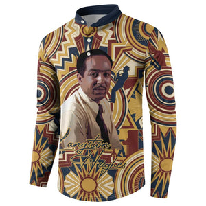 Langston Hughes Button Sweatshirt Vibrant Jazz Age Pattern - Typewriter and Silhouettes Celebration of Harlem Renaissance