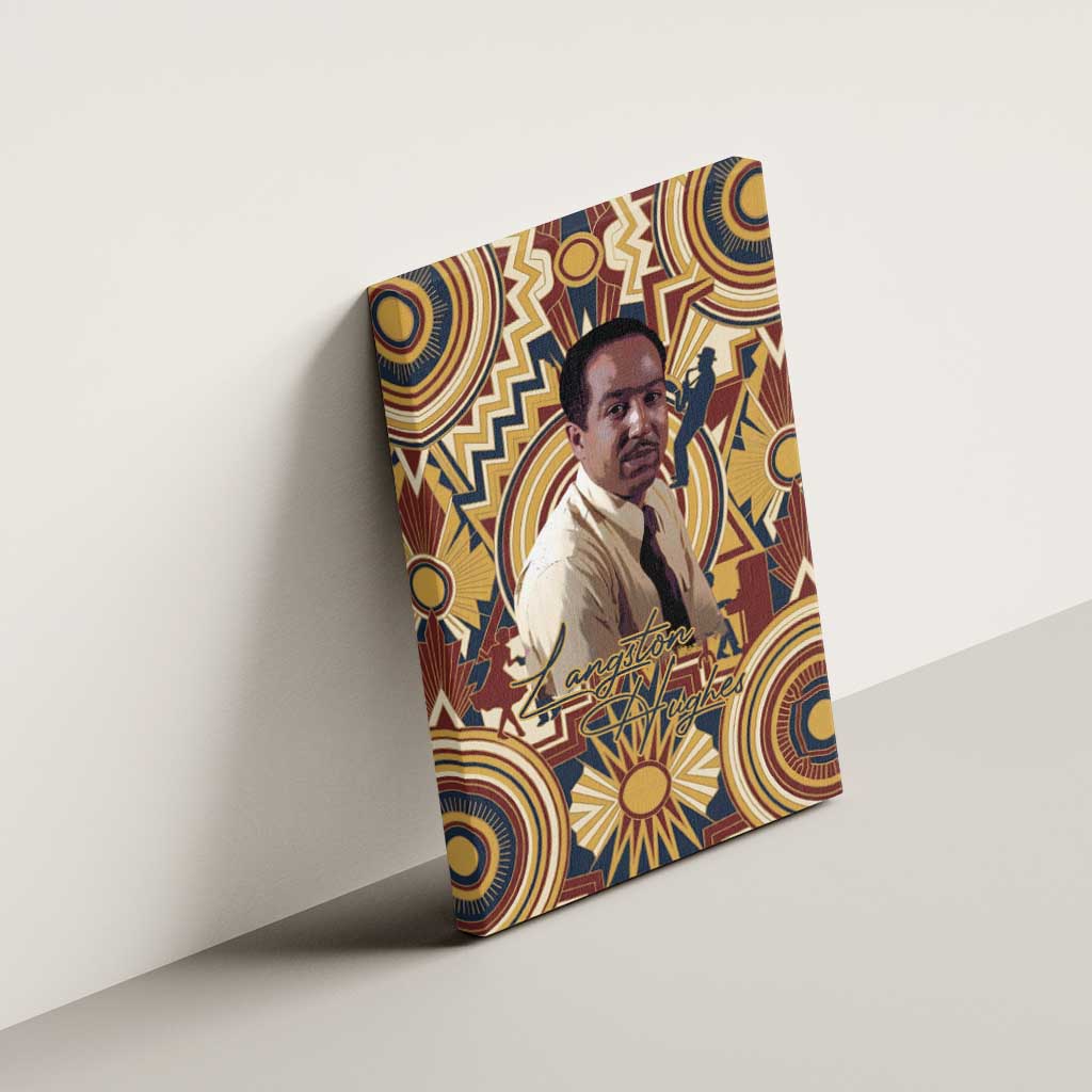 Langston Hughes Canvas Wall Art Vibrant Jazz Age Pattern - Typewriter and Silhouettes Celebration of Harlem Renaissance - African Pride