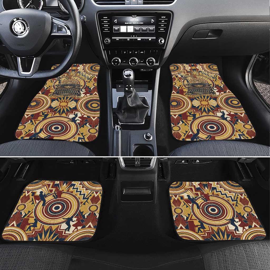 Langston Hughes Car Mats Vibrant Jazz Age Pattern - Typewriter and Silhouettes Celebration of Harlem Renaissance - African Pride