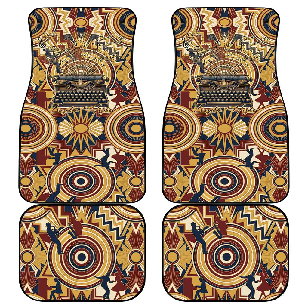 Langston Hughes Car Mats Vibrant Jazz Age Pattern - Typewriter and Silhouettes Celebration of Harlem Renaissance - African Pride
