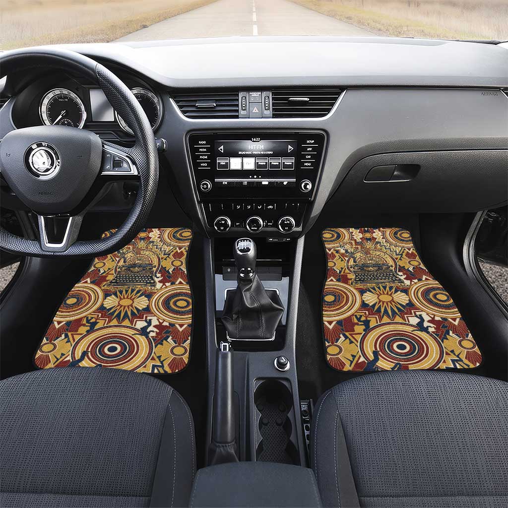 Langston Hughes Car Mats Vibrant Jazz Age Pattern - Typewriter and Silhouettes Celebration of Harlem Renaissance - African Pride