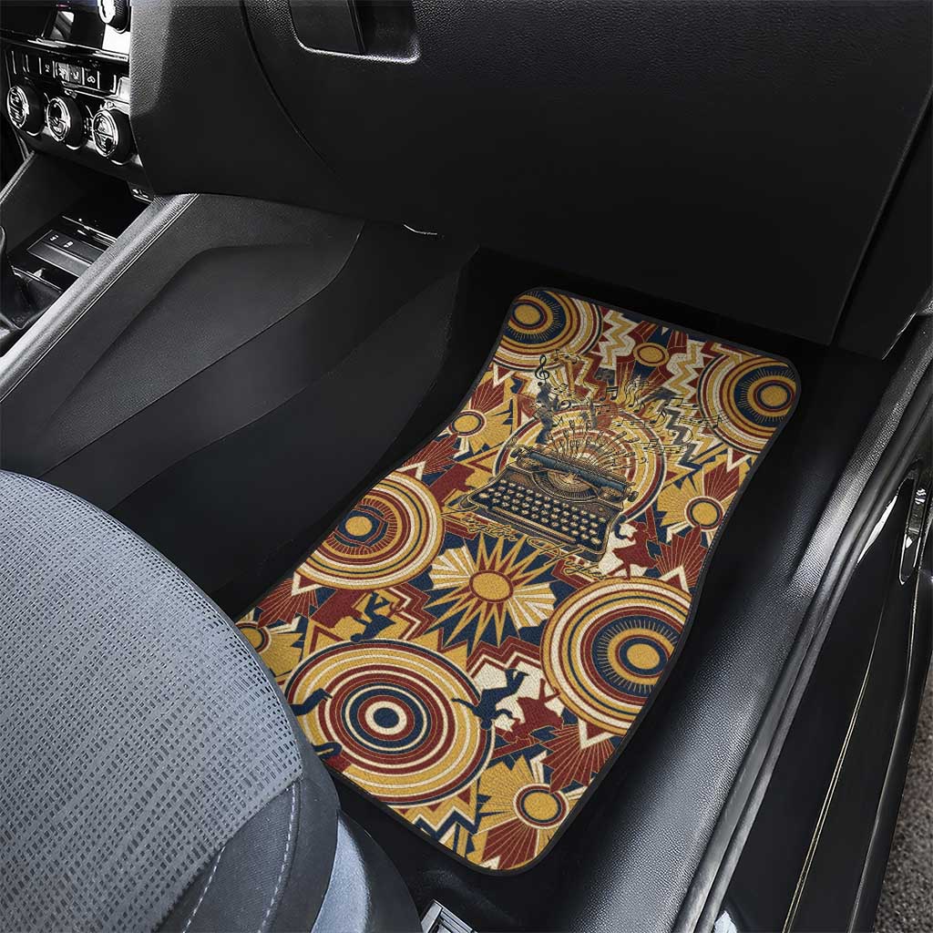 Langston Hughes Car Mats Vibrant Jazz Age Pattern - Typewriter and Silhouettes Celebration of Harlem Renaissance - African Pride