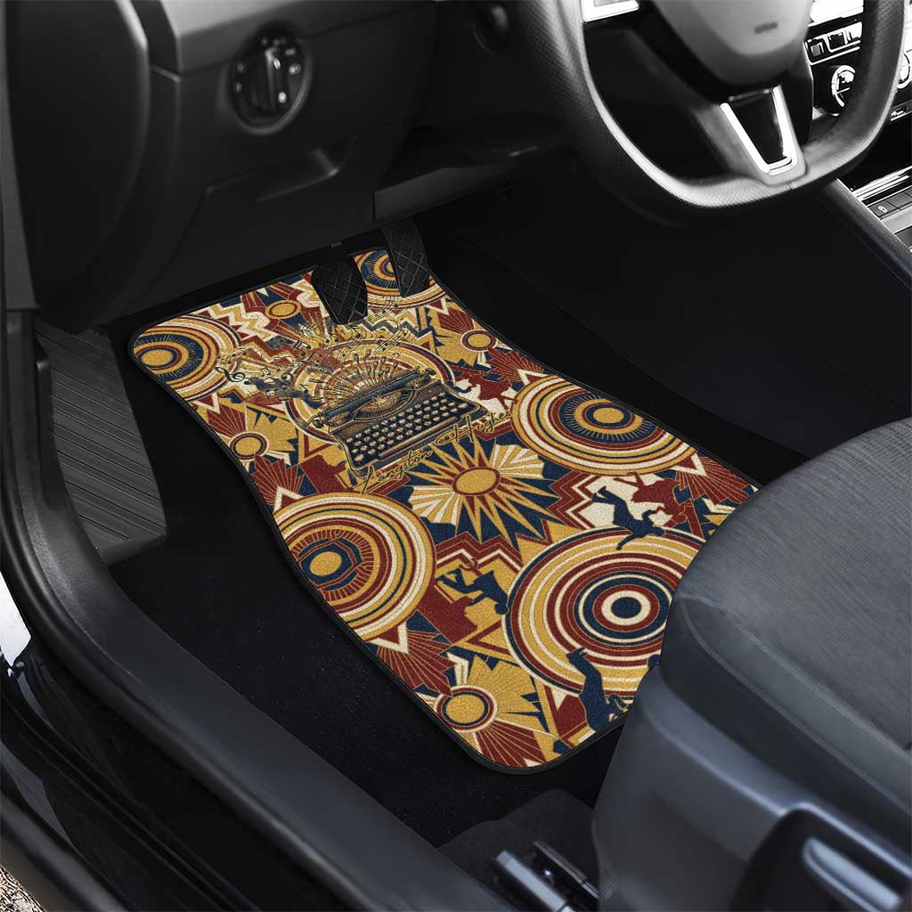Langston Hughes Car Mats Vibrant Jazz Age Pattern - Typewriter and Silhouettes Celebration of Harlem Renaissance - African Pride