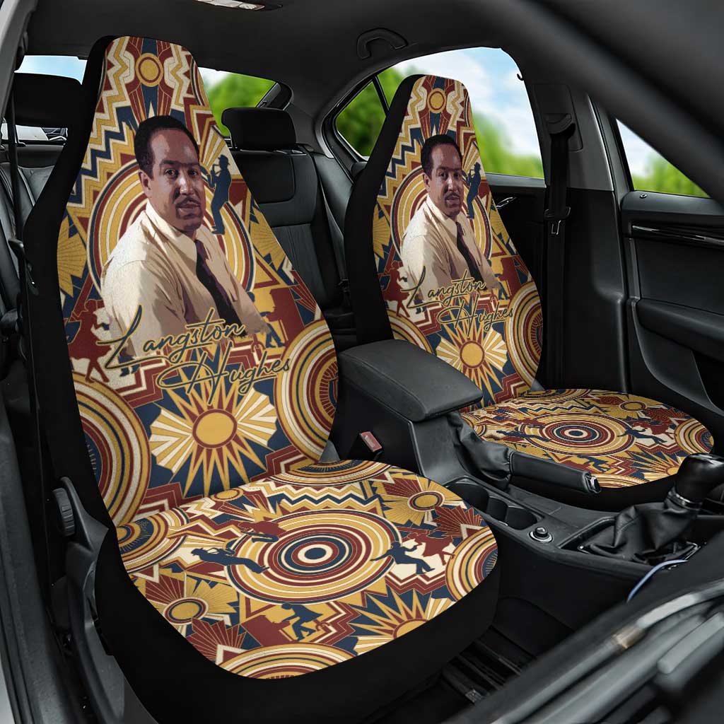 Langston Hughes Car Seat Cover Vibrant Jazz Age Pattern - Typewriter and Silhouettes Celebration of Harlem Renaissance - African Pride