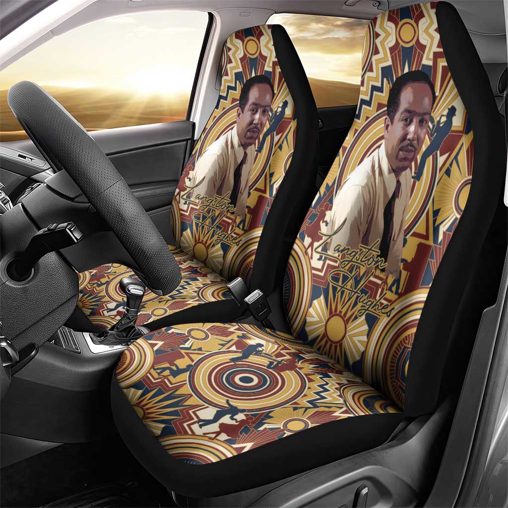 Langston Hughes Car Seat Cover Vibrant Jazz Age Pattern - Typewriter and Silhouettes Celebration of Harlem Renaissance - African Pride