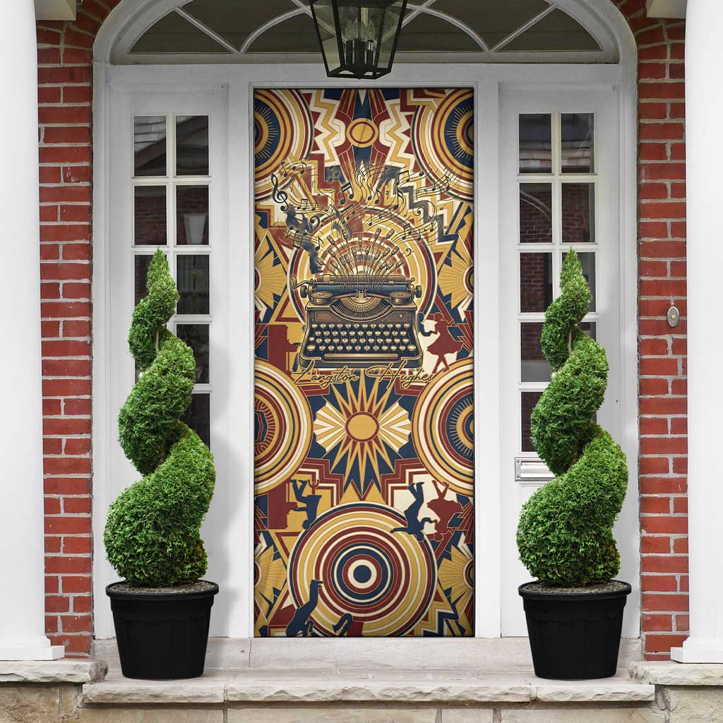 Langston Hughes Door Cover Vibrant Jazz Age Pattern - Typewriter and Silhouettes Celebration of Harlem Renaissance - African Pride