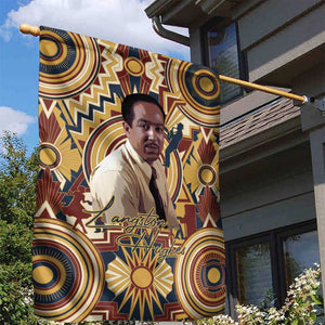Langston Hughes Garden Flag Vibrant Jazz Age Pattern - Typewriter and Silhouettes Celebration of Harlem Renaissance - African Pride