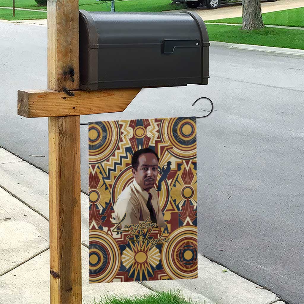 Langston Hughes Garden Flag Vibrant Jazz Age Pattern - Typewriter and Silhouettes Celebration of Harlem Renaissance - African Pride