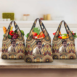 Langston Hughes Grocery Bag Vibrant Jazz Age Pattern - Typewriter and Silhouettes Celebration of Harlem Renaissance - African Pride
