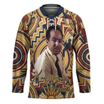 Langston Hughes Hockey Jersey Vibrant Jazz Age Pattern - Typewriter and Silhouettes Celebration of Harlem Renaissance - African Pride