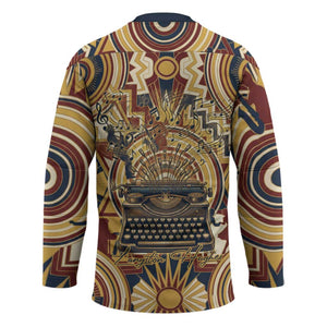 Langston Hughes Hockey Jersey Vibrant Jazz Age Pattern - Typewriter and Silhouettes Celebration of Harlem Renaissance - African Pride