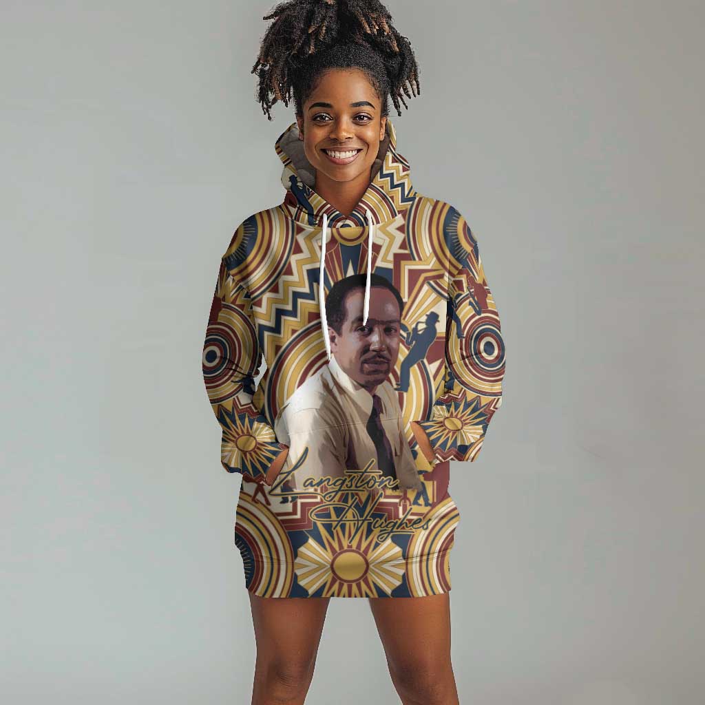 Langston Hughes Hoodie Dress Vibrant Jazz Age Pattern - Typewriter and ...